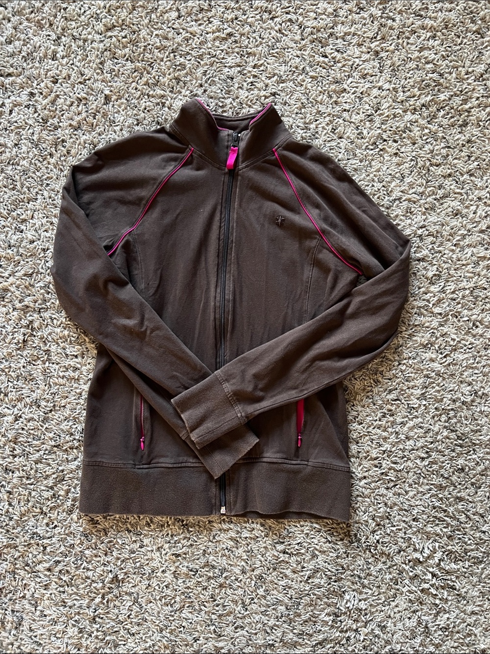 Old Navy Brown Bomber Jacket with Pink Accents